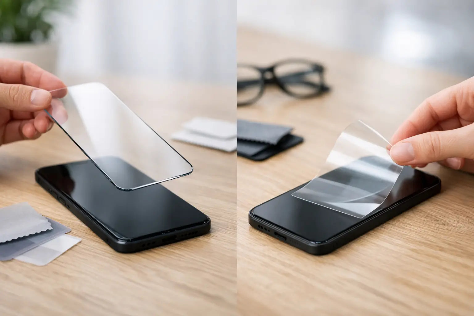 Verschil tussen glazen en folie screenprotector