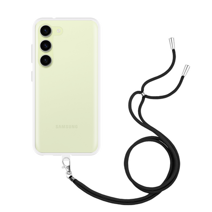 Lanyard Case - Samsung Galaxy S23 - Soft TPU Protective Cover with Necklace - Clear