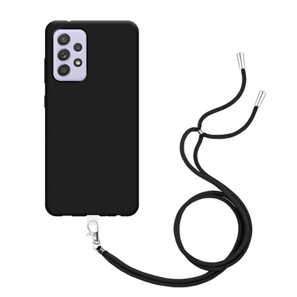 Lanyard Case - Samsung Galaxy A52 (4G/5G) / A52s - Soft TPU Protective Cover with Necklace - Black