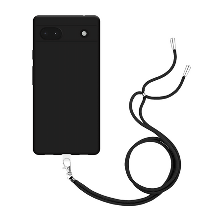 Lanyard Case - Google Pixel 6a - Soft TPU Protective Cover with Necklace - Black