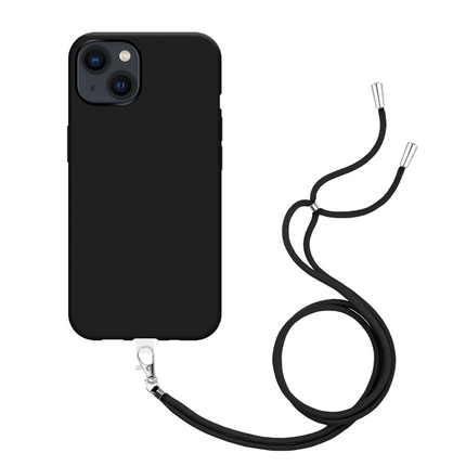 Lanyard Case - iPhone 14 - Soft TPU Protective Cover with Necklace - Black