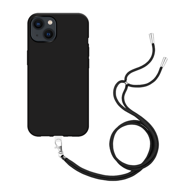 Lanyard Case - iPhone 14 - Soft TPU Protective Cover with Necklace - Black