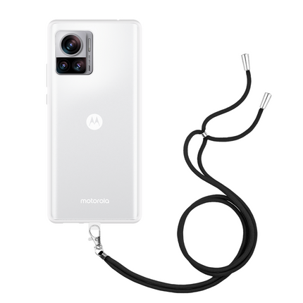 Lanyard Case - Motorola Edge 30 Ultra - Soft TPU Protective Cover with Necklace - Clear