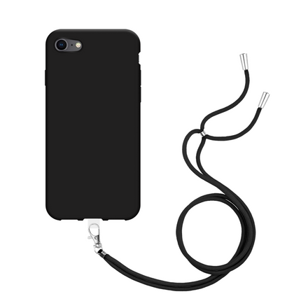 Lanyard Case - iPhone 8 / 7 - Soft TPU Protective Cover with Necklace - Black
