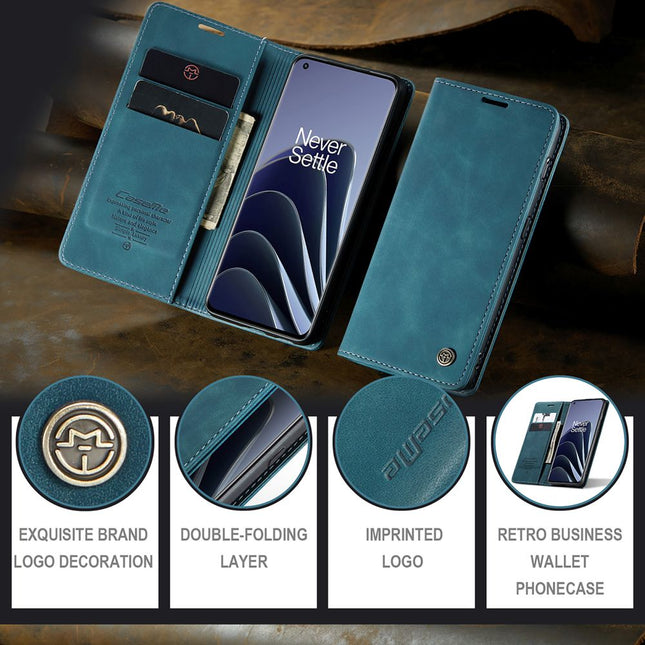 Caseme Case OnePlus 10 Pro - Retro Wallet Case - Blue