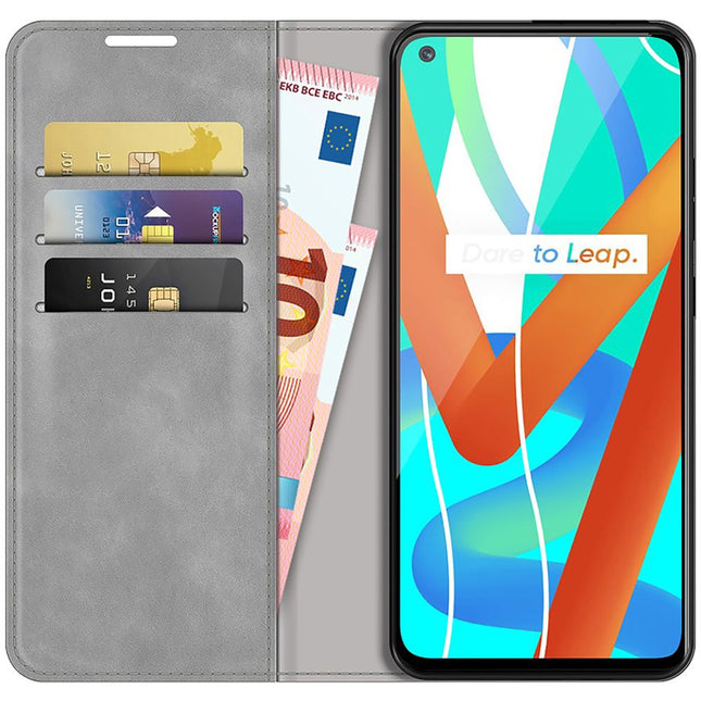 Realme 8 5G - Magnetic Wallet Case - Grey
