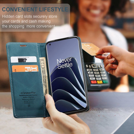 Caseme Case OnePlus 10 Pro - Retro Wallet Case - Blue