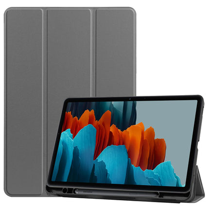 Samsung Galaxy Tab S7 - TriFold Smart Book Case Pen Slot - Grey