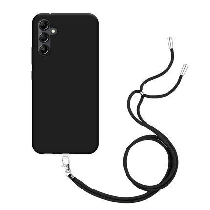 Lanyard Case - Samsung Galaxy A34 - Soft TPU Protective Cover with Necklace - Black
