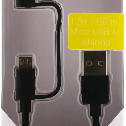 Mobilize 2In1 Cable Usb To Apple Mfi Lightning Or Micro Usb 1.5M. Black Mobilize