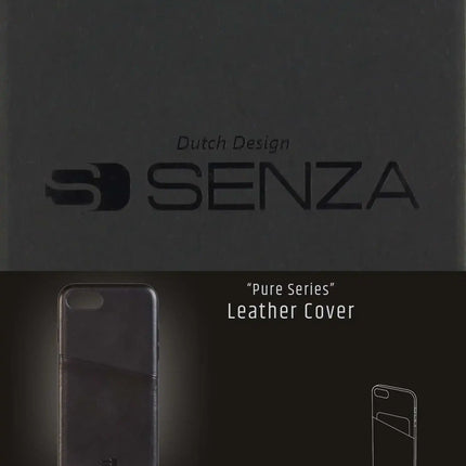Senza Pure Leather Cover With Card Slot Apple Iphone 7/8/Se (2020/2022) Deep Black Senza