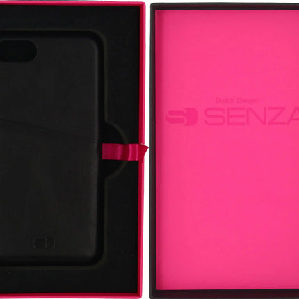 Senza Pure Leather Cover With Card Slot Apple Iphone 7/8/Se (2020/2022) Deep Black Senza