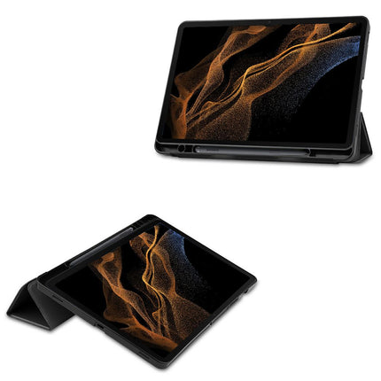 Samsung Galaxy Tab S8 Ultra - TriFold Smart Book Case Pen Slot - Black