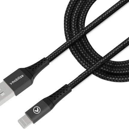 Mobilize Strong Nylon Cable Usb To Apple Mfi Lightning 2M. 12W Black Mobilize
