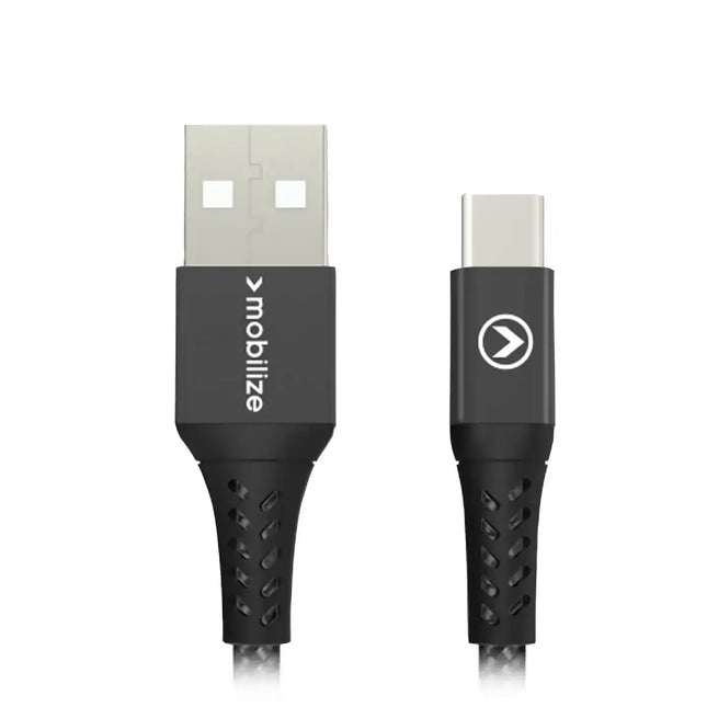Mobilize Strong Nylon Cable Usb To Usb-C 20Cm. 15W Black Mobilize