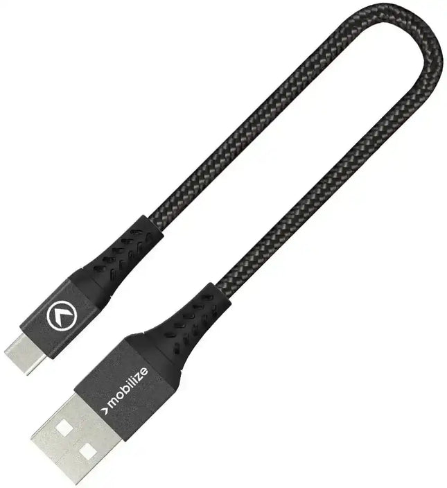 Mobilize Strong Nylon Cable Usb To Usb-C 20Cm. 15W Black Mobilize