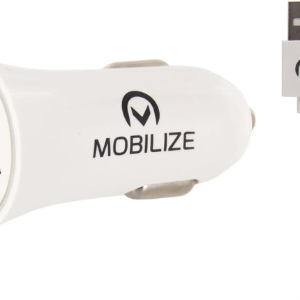 Mobilize Car Charger 2X Usb 24W + Usb To Apple Mfi Lighting Cable 1M. White Mobilize