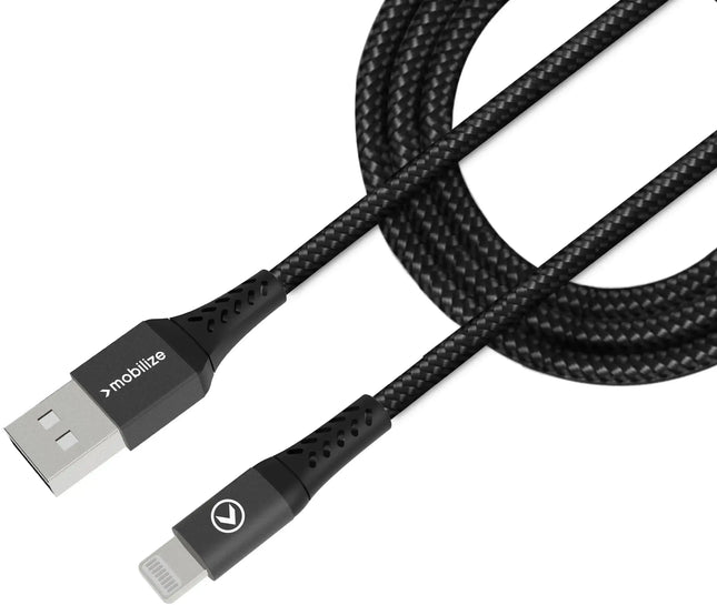 Mobilize Strong Nylon Cable Usb To Apple Mfi Lightning 1M. 12W Black Mobilize