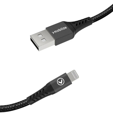Mobilize Strong Nylon Cable Usb To Apple Mfi Lightning 1M. 12W Black Mobilize