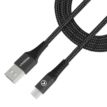 Mobilize Strong Nylon Cable Usb To Micro Usb 1M. 12W Black Mobilize