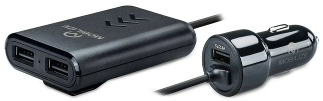 Mobilize Car Charger 3X Usb Front And Back Seat 42W Black Mobilize