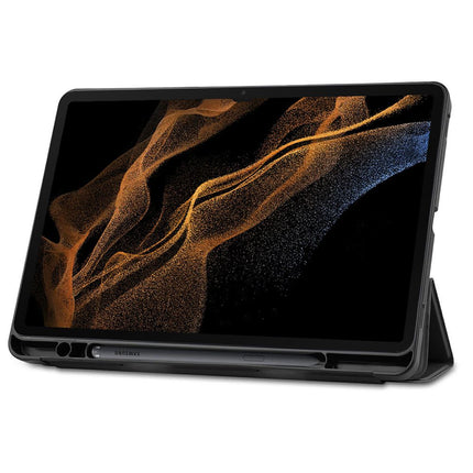 Samsung Galaxy Tab S8 Ultra - TriFold Smart Book Case Pen Slot - Black