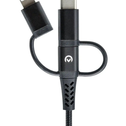 Mobilize Strong Nylon Cable 3In1 Usb To Micro Usb, Usb-C, Apple Mfi Lightning 1.5M Black Mobilize