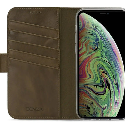 Senza Desire Leather Wallet Apple Iphone Xs Max Burned Olive Senza