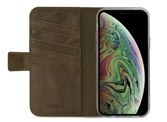 Senza Desire Leather Wallet Apple Iphone Xs Max Burned Olive Senza