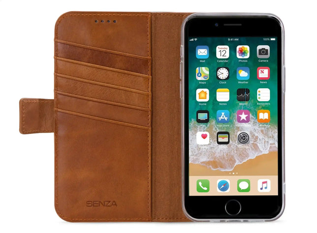 Senza Desire Leather Wallet Apple Iphone 7/8/Se (2020/2022) Burned Cognac Senza