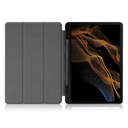 Samsung Galaxy Tab S8 Ultra - TriFold Smart Book Case Pen Slot - Black