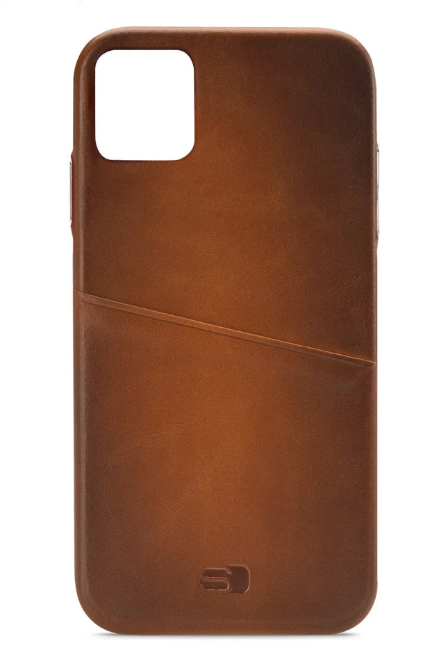 Senza Desire echt leren backcover iPhone 11 Pro Max Burned Cognac achterkant