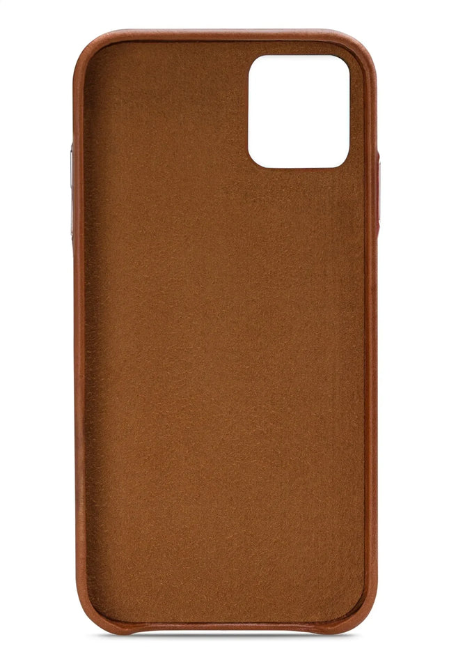 iPhone 11 Pro Max cognac leren hoesje detail kaartsleuf met pas