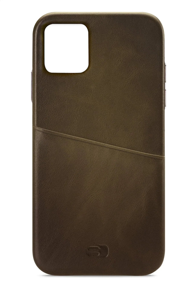 Senza Desire echt leren backcover iPhone 11 Pro Max Burned Olive achterkant