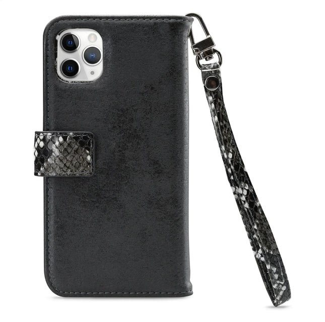 iPhone 11 Pro clutch geopend met 3 pasjesvakken en ritsvak voorkant