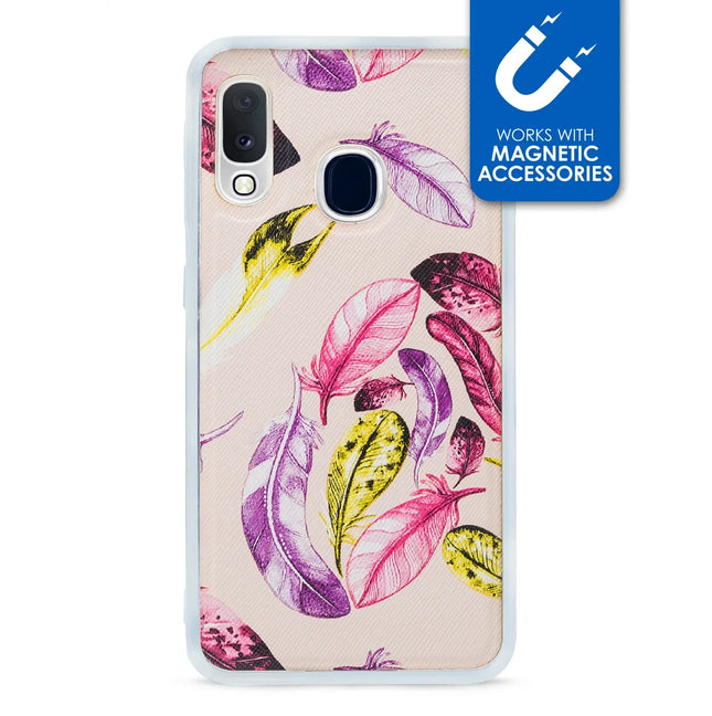My Style Magneta Case For Samsung Galaxy A20E Beige Feathers