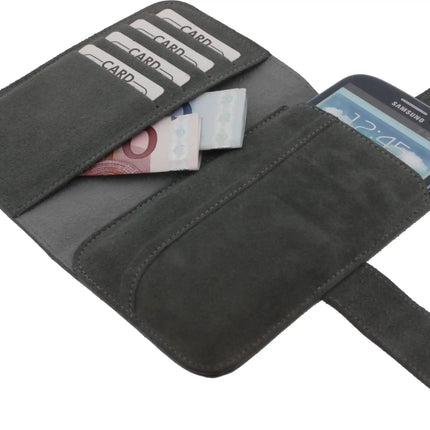 Senza Suede Wallet Slide Case Warm Grey Size Xxl Senza