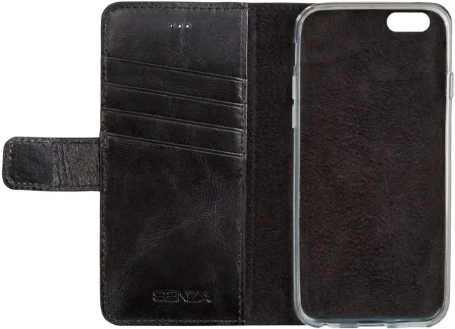 Senza Pure Leather Wallet Apple Iphone 6/6S Deep Black Senza