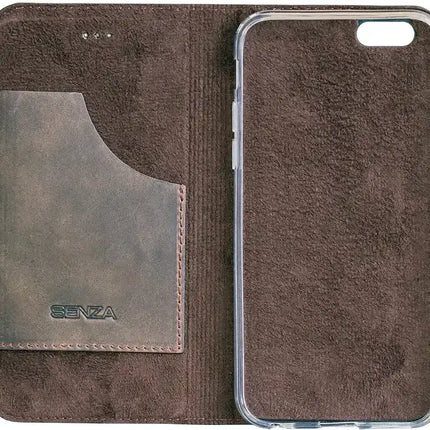Senza Raw Leather Booklet Apple Iphone 6/6S Walnut Brown Senza