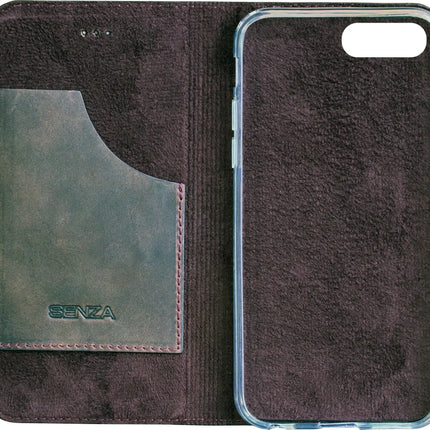 Senza Raw Leather Booklet Apple Iphone 7 Plus/8 Plus Walnut Brown Senza