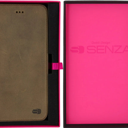 Senza Raw Leather Booklet Apple Iphone 7 Plus/8 Plus Walnut Brown Senza