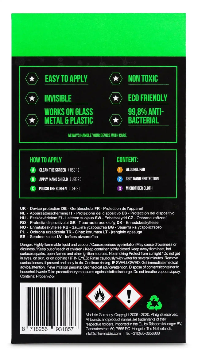 Striker Coating Antibacterial Nano Coating Voor O.a. Smartphone En Tablets Striker Coating