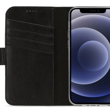 Senza Pure Leather Wallet Apple Iphone 12 Mini Deep Black Senza
