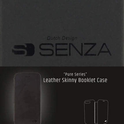 Senza Pure Skinny Leather Booklet Apple Iphone 7 Plus/8 Plus Deep Black Senza
