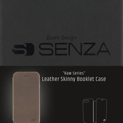 Senza Raw Skinny Leather Booklet Apple Iphone 7 Plus/8 Plus Chestnut Brown Senza