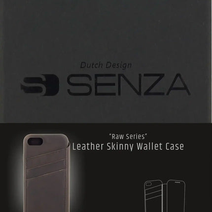 Senza Raw Skinny Leather Wallet Apple Iphone 7/8/Se (2020/2022) Chestnut Brown Senza
