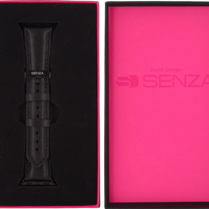 Senza Pure Leather Strap Apple Watch 38Mm Deep Black Senza