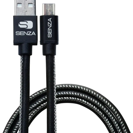 Senza Premium Leather Charge/Sync Cable Micro Usb 1.5M. 12W Black Senza