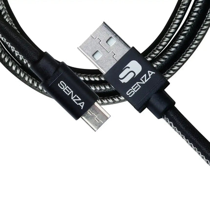 Senza Premium Leather Charge/Sync Cable Micro Usb 1.5M. 12W Black Senza