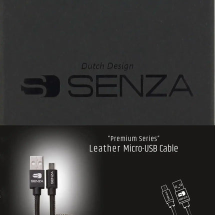 Senza Premium Leather Charge/Sync Cable Micro Usb 1.5M. 12W Black Senza